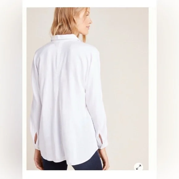 Anthropologie Cloth & Stone White Button-Up Blouse - Picture 3 of 8
